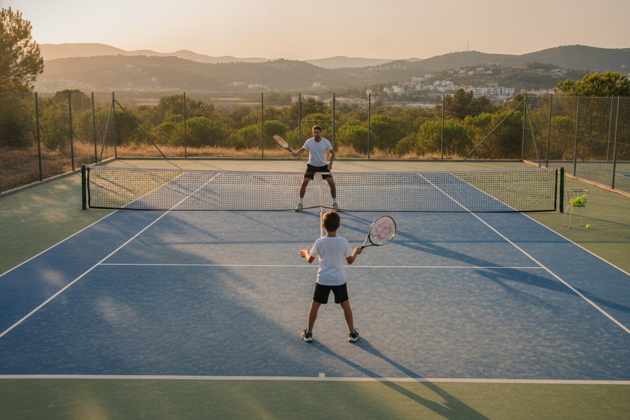 Kort üstünde birebir tenis antrenmanı
